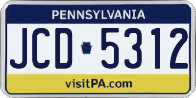PA license plate JCD5312