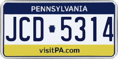 PA license plate JCD5314
