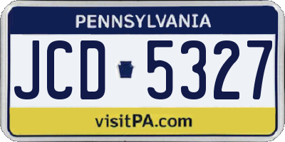 PA license plate JCD5327
