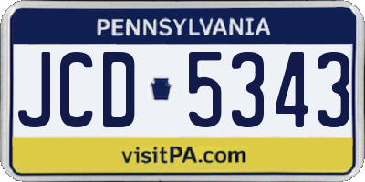 PA license plate JCD5343