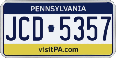 PA license plate JCD5357