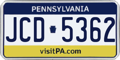 PA license plate JCD5362