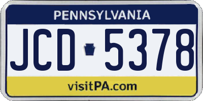 PA license plate JCD5378