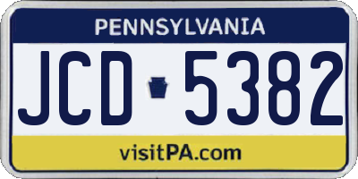 PA license plate JCD5382