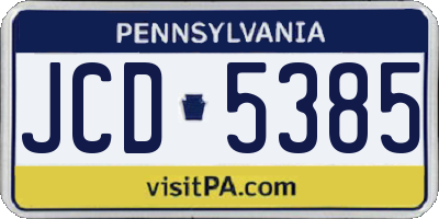 PA license plate JCD5385