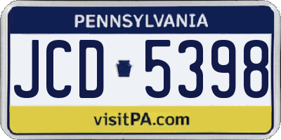 PA license plate JCD5398