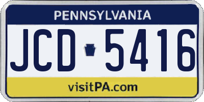 PA license plate JCD5416
