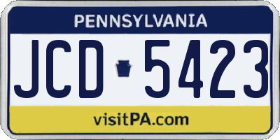 PA license plate JCD5423
