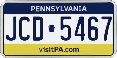 PA license plate JCD5467