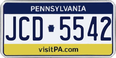 PA license plate JCD5542