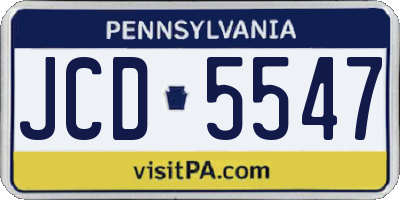 PA license plate JCD5547