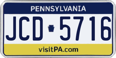 PA license plate JCD5716