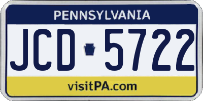 PA license plate JCD5722