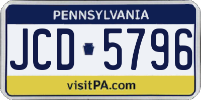 PA license plate JCD5796
