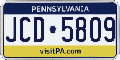 PA license plate JCD5809
