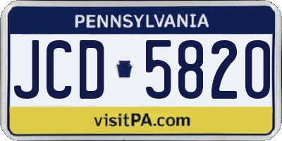 PA license plate JCD5820