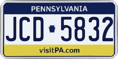 PA license plate JCD5832