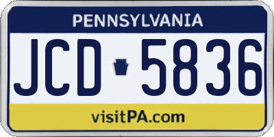 PA license plate JCD5836