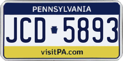 PA license plate JCD5893