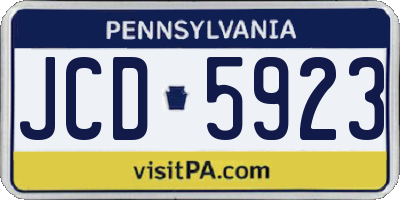PA license plate JCD5923