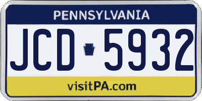 PA license plate JCD5932