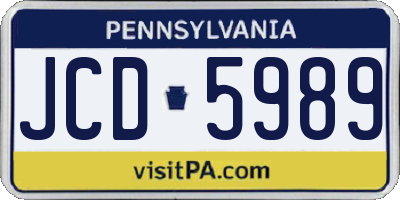 PA license plate JCD5989