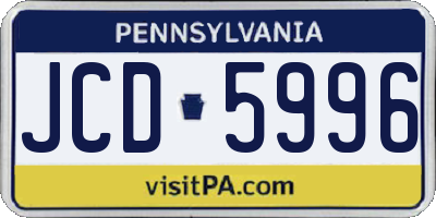 PA license plate JCD5996