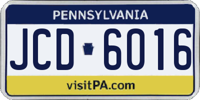 PA license plate JCD6016