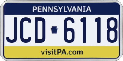 PA license plate JCD6118