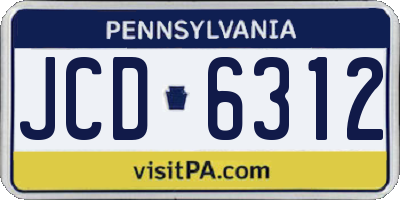 PA license plate JCD6312