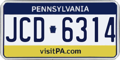 PA license plate JCD6314
