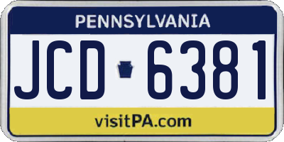 PA license plate JCD6381