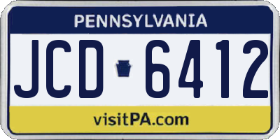 PA license plate JCD6412