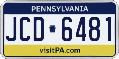 PA license plate JCD6481