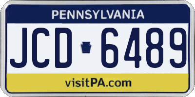 PA license plate JCD6489