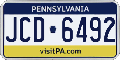 PA license plate JCD6492