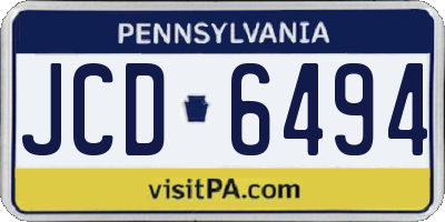 PA license plate JCD6494