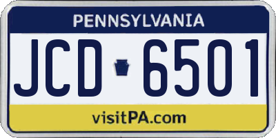PA license plate JCD6501