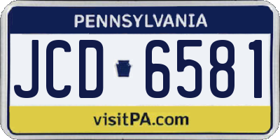PA license plate JCD6581