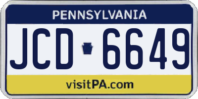 PA license plate JCD6649