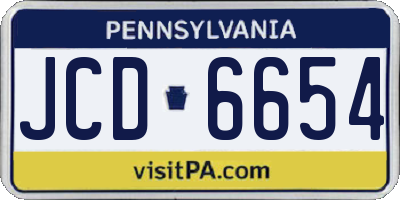 PA license plate JCD6654