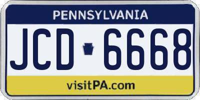 PA license plate JCD6668