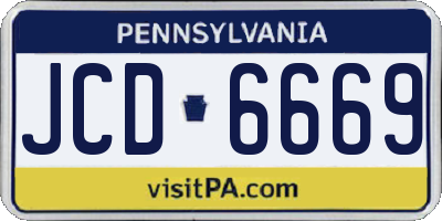 PA license plate JCD6669