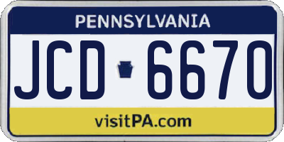 PA license plate JCD6670