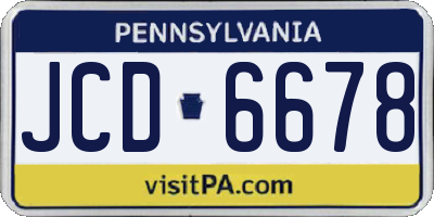 PA license plate JCD6678