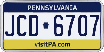 PA license plate JCD6707