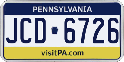 PA license plate JCD6726