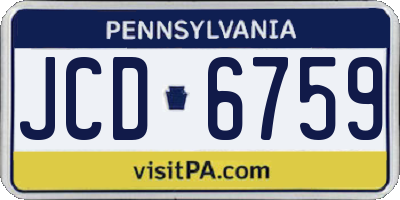 PA license plate JCD6759