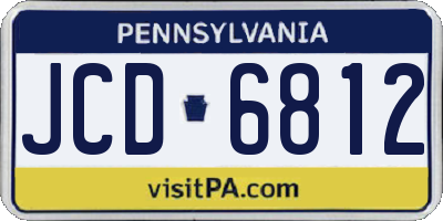PA license plate JCD6812