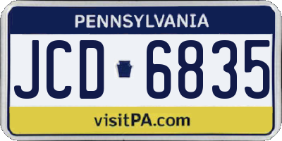 PA license plate JCD6835